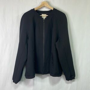 🔱 Sejour black quilted mandarin collar, zip front jacket